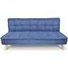 SAMIRA Divano letto clic clac in tessuto vellutato blu, divano 3 posti mod. Bart
