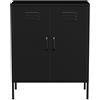 Lendo Online Credenza in Metallo - Madia Industriale per Soggiorno - Mobile Basso Contenitore - 80x40x100 cm - Acciaio Verniciato (Nero)