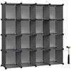 SONGMICS Scarpiera Componibile, Scaffale a 16 Cubi Modulari, Guardaroba, Recinto per Animali Domestici, Camera da Letto Cabina Armadio Ingresso, 31 x 123 x 123 cm, Grigio LPC442G01