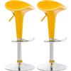 CLP Set 2 Sgabelli Design Saddle In Plastica I Coppia Sgabelli Cucina Con Poggiapiedi I Sedie Regolabili Alt 60-81 CM | Colore giallo