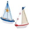 Garneck 2pezzi Miniature Wooden Sailboat Ornaments Nautical Home Decor Mediterranean Style Boat Models for Photography Props Unique Idea for Coastal Theme Decor