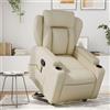 Homgoday Poltrona massaggiante con ausilio per alzarsi, poltrona relax, poltrona per TV, con funzione reclinabile, poltrona reclinabile, per soggiorno, color crema
