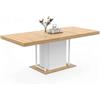 IDMarket - Mesa de comedor extensible UGO 6-10 personas haya y blanco 160-200 cm diseño industrial