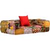 vidaXL Pouf Modulare a 2 Posti con Braccioli in Tessuto Patchwork Letto Sofa