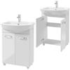 Deftrans Domodomo - Armadietto da bagno con lavandino, 85 x 60 x 40 cm, in ceramica, colore: bianco, 60 cm Mila