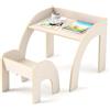 LIFEZEAL Tavolino Bambini, in Legno, tavolino e sedie per bambini, con Angolo Rotondo Liscio e Sponde Allargate, Tavolo Bimbi, per Cameretta e Scuola dell'Infanzia, Adatto Tre anni+ (bianco)