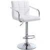 CLP Sgabello Design Lucy In Similpelle I Sedia Sgabello Con Schienale Girevole E Regolabile 63-84 CM I Sedia Bar Con Braccioli, Colore:bianco, Colore del telaio:cromo