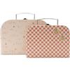 Jollein Set di valigie giocattolo per bambini - Pretty Picnic - 2 pezzi - Valigie per bambini in cartone - Con maniglia e fibbia - Design floreale e stampa interna - Decorazione cameretta dei bambini