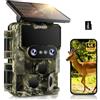 iZEEKER iG600 Fototrappola con Doppia Lente 4K 30fps 64MP, con Scheda SD 32GB, WiFi Bluetooth Fotocamera Caccia Visione Notturna Starlight Angolo di Rilevamento 120° Tempo di Trigger 0,1s IP66