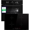 KKT KOLBE Set forno e piano autonomo | Forno incasso 60 cm BO8005FB grill aria calda | Piano induzione 77 cm IH87704RL per foro 59 cm | Timer vetro termoprotettivo, blocco bambini | SET8005FBIH877RL