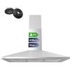 CIARRA ASS9201 Classe A++ Cappa Aspirante 90 cm 406 m³/h Cappa da Cucina in acciaio INOX Filtro a Carbone CBCF002X2 3 Velocità di Aspirazione filtro in alluminio (Argento)