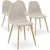 Menzzo scandinavi Gao - Set di 4 sedie tessuto beige 87 x 40 x 57 cm