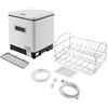 DaiJiubu Piccolo lavello da tavolo in acciaio inox, resistente, mini lavapiatti a getto secco, mini lavapiatti elettrico