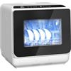 HOMCOM Mini lavastoviglie autoportante, con 4 controsoffitti, 5 programmi, funzione asciutta, serbatoio dell'acqua da 6 l, display a LED, lavastoviglie con/senza attacco per acqua per campeggio