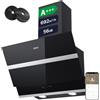 CIARRA ASB6736N Classe A+++ Cappa Aspirante 60 cm 650 m³/h in Acciaio Inox Scarico Aria/Ricircolata Filtro per CBCF003 Cappa a Parete con Pannello Touch Illuminazione a LED Nero