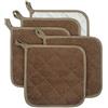 Lifaith Set di 5 presine da cucina completamente in cotone e in tessuto di spugna termoresistente, ideali per uso quotidiano in cucina e con fornelli e forno Marrone
