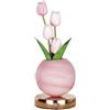 Fyearfly Luce notturna a tulipano, tulipano rosa in vaso rosa, lampada da tavolo a LED con 3 modalità di colore e oscuramento continuo, lampada da comodino ricaricabile USB per decorazione camera da