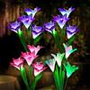 JQTOP Confezione da 4 luci solari da giardino, a forma di fiori solari, impermeabili, 7 luci a giglio che cambiano colore per cortile, decorazione da giardino, esterno, viale, decorazione da giardino