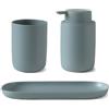 Inbagno Set accessori bagno verde acqua 3 pezzi Taki - Dispenser, portaspazzolino e vassoio in plastica opaca