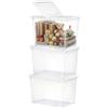 MA MAISON Set 3PZ Contenitore in Plastica Resistente - Trasparente, con Coperchio Bianco, per Vestiti, Portaoggetti, Adatto per Armadi, Garage, Organizer, con Maniglia, Ruote -