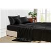 Lanest Housing Lenzuola in raso di seta, set di lenzuola in raso queen size con tasche profonde, lenzuola in raso morbido e ipoallergenico per letto queen size, nero