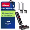 Vileda PureClean S5 - Aspirapolvere a secco con accessori (2 rotelle, 2 filtri), senza fili a batteria con doppio serbatoio e separazione dell'acqua al 100%, leggero, per tutti i pavimenti, 180 m² con