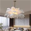 KLUFO Lampadario Plafoniera in piume di struzzo, Lampadario a 3 luci in piume bianche Creativo G4 Lampada a sospensione di lusso romantica Corridoio Apparecchio di illuminazione per camera da lett