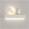BFFGKGL Cartone animato astronauta camera da letto applique da parete moderna per bambini lampada da parete a forma di luna creatività nordica lampada da parete bianca per vivaio lampada da parete per