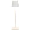 Zafferano, Poldina Micro, Lampada da Tavolo Ricaricabile e Senza Fili con Controllo Touch, Adatta per Salotto ed Esterni, Dimmer, 2200-3000 K, Altezza 27,5 cm, Colore Bianco