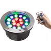 MIKOTR Faretti LED Esterno Incasso RGB Cambio di Colore Faretti Incasso Pavimento Esterno Dimmerabile IP67 Impermeabile per Giardino, Esterno, Decorazione del Paesaggio(12W,AC85-220V)