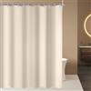Lerores - Tenda per doccia e vasca da bagno, 220 x 180 cm, beige, con fondo pesante antimuffa, tessuto impermeabile, lavabile, in poliestere, per bagno, con 12 anelli per tenda da doccia