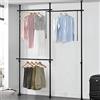 [en.casa] Appendiabiti Telescopico con 3 Aste Sistema Porta Abiti per Cabina Armadio Struttura in Acciaio Nero Regolabile in Altezza 105-278 cm e in Larghezza 150-230 cm