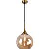 GASIASHOP SRL UNIVERSO A72-G LAMPADARIO A SOSPENSIONE DESIGN MODERNO CON SFERA IN VETRO AMBRATO ATTACCO E27