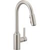 Moen Genta-Miscelatore monocomando ad Arco Alto Estraibile per Cucina, con riflex (7882SRS), Spot, in Acciaio Inox Resistente alle Macchie, 3.50x24.75x12.25