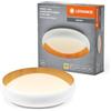 LEDVANCE LED ORBIS Livia con anello in metallo, decoro bianco/legno, 24W, 1200lm, 3000K, 430mm, 830 bianco caldo amichevole, dimmerabile in 3 livelli con un clic, IP20, viti/tasselli inclusi