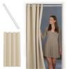 tinycurtains, tenda per porta o armadio con asta telescopica, facile da installare in 1 solo minuto senza forare (tenda beige + asta bianca, larghezza porta 70-120 cm)
