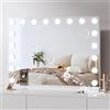 Dripex Specchio da Trucco con Luci con Bluetooth, 80x60cm Hollywood da Tavolo o da Parete con Lampadine a 18 Led Tre Colori di Luce e Funzione di Luminosità Regolabile, Bianco