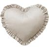 IlGruppone Cuscino A Forma di Cuore con Frill Effetto Velluto Sfoderabile per Divano Decorativo Letto 45x45 Cm - Tortora