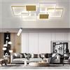 LIUYU Lampadario Soggiorno, L90cm 68W, Plafoniera LED Soffitto Moderno Dimmerabile con Telecomando, Rettangolo Alluminio, Bicolore - (Bianco/Oro)