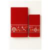 Corredocasa Set 1+1 Asciugamani Natalizi in Spugna con Balza Jacquard - Asciugamano + Ospite - Morbidi, Assorbenti ed Eleganti - Idea Regalo Natale - Made in Italy (Rosso Fiocco)
