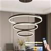 YYUTLUO Lampadario LED Moderno DIY Cerchio, 3 Marrone Anelli, 20+40+60cm=45W, H200cm Altezza Regolabile, Metallo+Acrilico, Telecomando Dimmerabile Lampadario Rotondo Soffitto Soggiorno Camera Da Letto