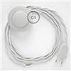 creative cables - Cablaggio per piantana, Cavo TC01 Cotone Bianco 3 m. Scegli Il Colore dell'interruttore e della Spina. - Bianco