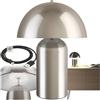 tectake® Piccola Lampada da Tavolo Retro, Abat-Jour Design a Fungo anni '70, Batteria Ricaricabile USB-C, Lampda Portatile con funzione Touch, Illuminazione Dimmerabile, Acciaio, 40W - Nichel Opaco