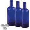 BELLEROFONTE Bottiglia Modello Gin in Vetro Blu solarizzata per Acqua 750 ml con Tappo 3 PZ