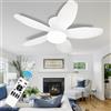 LASANYA Ventilatore da Soffitto con Luce e Telecomando Soggiorno Lampadario Ventilatore da Soffitto a 5 Pale Dimmerabile Per Camera da Letto Reversibile, 6 Velocità, Motore DC-White||88CM