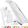 Börner Affettaverdure V5 (Plus Set) - Mandolina Regolabile con Extra Accessori + Pelapatate - Affettaverdure con Lama a V in Acciaio Inox - Per Fette, Strisce, Cubetti - Colore: Bianco
