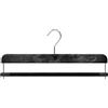 Mainetti Appendini per Pantaloni Uomo Donna, Grucce in Plastica, Salvaspazio, con Barra in Velluto Antiscivolo, Effetto Venature Legno, Made in Italy, Set di 10 Pezzi (Nero con gancio zincato, 38 cm)