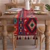 Clothfuna Runner da tavolo in jacquard bohémien, runner vintage in stile bohémien, in cotone intrecciato con nappine per tavolo da pranzo, feste, vacanze, all'aperto (Geometric1, 33x350 cm/ 13x138
