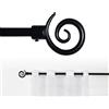 Generico GD LOVES YOUR HOME Bastone Tenda Estensibile 70-120 cm 120-210 cm o 160x310cm Ferro Antichizzato Shabby Chic Asta Anelli Scorritenda MOD.forma a spirale (Nero, 70-120cm)