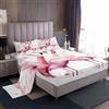 Homewish Set di lenzuola matrimoniali con fenicottero, set di lenzuola per coppie, romantico San Valentino rosa bianco, lenzuolo con angoli decorativi per camera da letto con fenicotteri tropicali